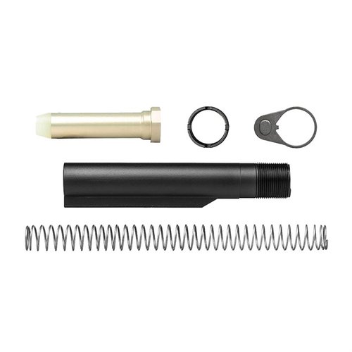 Zestaw AR-15 Carbine Buffer Kit od Aero Precision zawiera mil-spec buffer tube, sprężynę i różne ciężary bufora, co pozwala na dostosowanie do redukcji overgassingu.