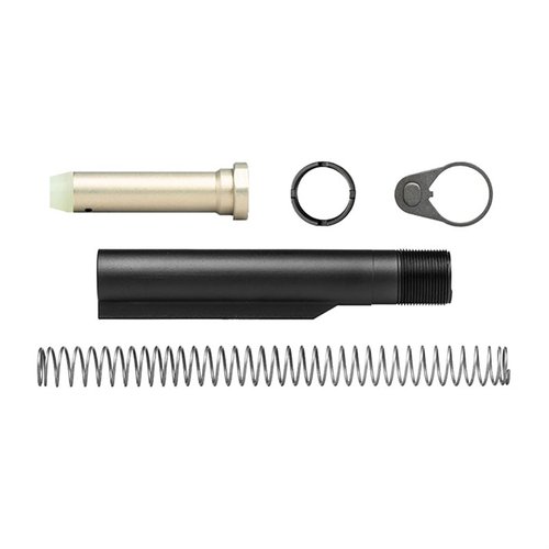 Zestaw AR-15 Carbine Buffer Kit od Aero Precision zawiera mil-spec buffer tube, sprężynę, end plate oraz różne wagi buforów, co pozwala na dostosowanie do systemu.