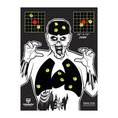 Triumph Systems Visual Vital splatter target to 3 cele w 1! Zestaw 5-pack zawiera 10 papierowych celów 16