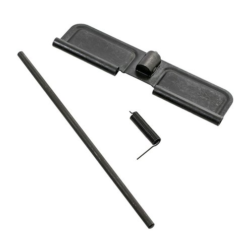 Zestaw CMMG AR-15 EJECTION PORT COVER KIT zawiera wszystkie niezbędne elementy, w tym pokrywę portu, pręt i sprężynę do łatwej instalacji.