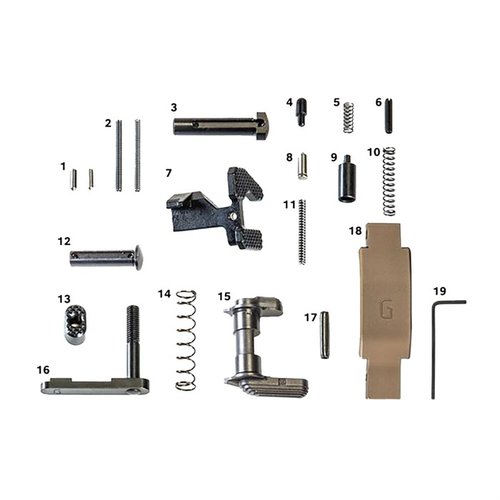 Zestaw Geissele Super Duty Lower Parts Kit zapewnia wysokiej jakości komponenty ze stali nierdzewnej, w tym Maritime Bolt Catch i Ambidextrous Posi-Lock Safety.