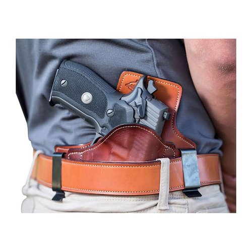 Podwójne klipsy IWB holsterów Edgewood zapewniają doskonałe rozłożenie wagi broni, wygodę noszenia oraz dyskrecję, wykonane z wysokiej jakości skóry bydlęcej.