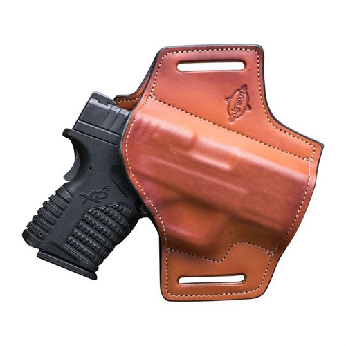 Kompaktowy holster OWB do Ruger® SP101 .357 MAG wykonany z 100% amerykańskiej skóry bydlęcej, ręcznie szyty, z miękką podszewką dla komfortu noszenia.
