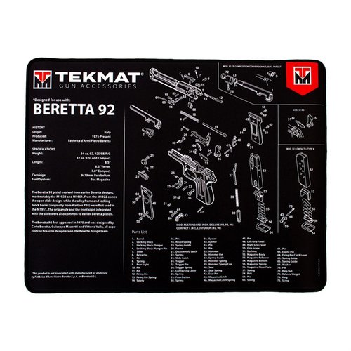 TekMat Ultra 20 to wodoodporny, odporne na zarysowania i chemikalia mat do czyszczenia pistoletów z diagramami, które ułatwiają demontaż i montaż broni.