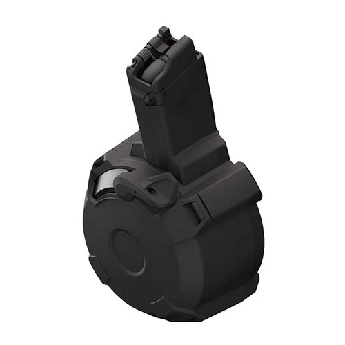 PMAG D-50 EV9 to lekki, 50-nabojowy magazynek bębnowy 9x19mm Parabellum do CZ Scorpion EVO 3/3+, zapewniający niezawodność, łatwe ładowanie i funkcję blokady zamka.