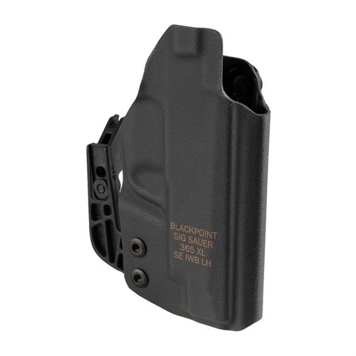 Wysokiej jakości holster IWB P365XL, idealnie dopasowany do noszenia w pozycji appendix, z SIG Strut dla lepszego komfortu i mniejszego odznaczania.