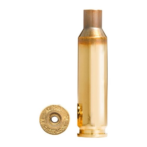 Alpha 6.5mm Creedmoor Brass z technologią OCD zapewnia dłuższą żywotność kieszeni na spłonki i case'ów, dostępne w opakowaniach po 100 sztuk.