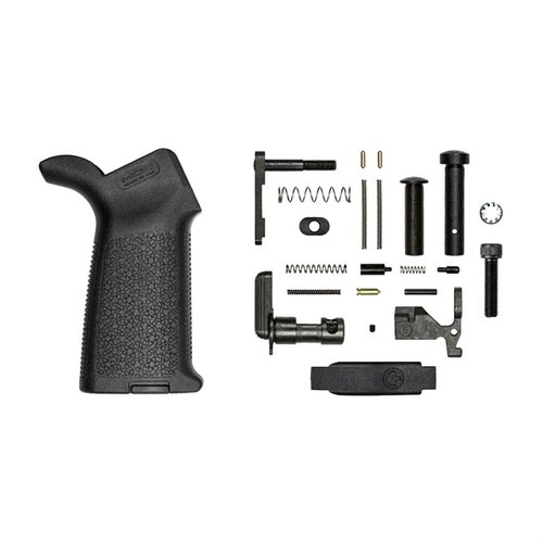 Zestaw AR-15 MOE Lower Parts Kit bez grupy kontrolnej, zawierający wysokiej jakości elementy od Aero Precision i Magpul, idealny do budowy lowersa AR15 Gen 2.