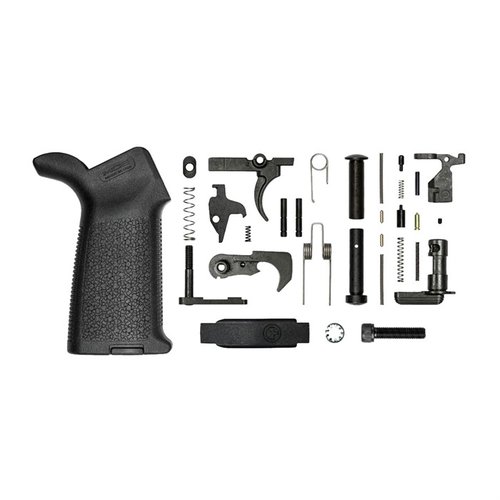 Zestaw AR-15 Lower Parts Kit z Magpul MOE® Grip to wszechstronny zestaw do montażu, zawierający wszystkie niezbędne komponenty do budowy dolnego receivera AR15.