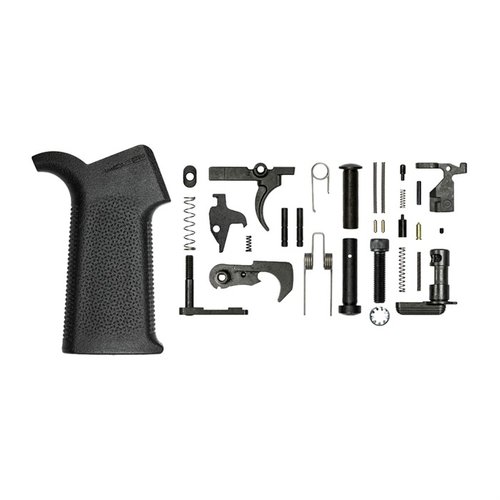Zestaw M4E1 Lower Parts Kit z gripem Magpul MOE SL® w kolorze czarnym zapewnia wszystkie niezbędne elementy do montażu dolnej części receivera M4E1.