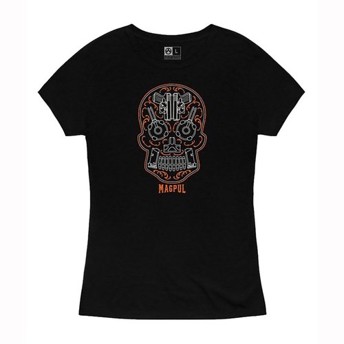 Koszulka Sugar Skull od Magpul wykonana z miękkiej mieszanki bawełny i poliestru, z komfortowym dekoltem i trwałym wykończeniem, dostępna w rozmiarach S-2XL.