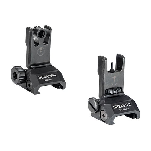 Ultradyne C2 Folding Front and Rear Sight Combo oferuje precyzyjne celowanie dzięki systemowi dual aperture, łatwą regulację oraz wytrzymałą konstrukcję ze stali i aluminium.
