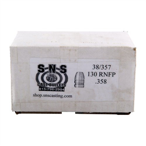 CAST .38 CALIBER ROUND NOSE FLAT POINT BULLETS od SNS zapewniają doskonałą dokładność dzięki wysokiej jakości stopowi oraz powłoce polimerowej, 500 sztuk w opakowaniu.