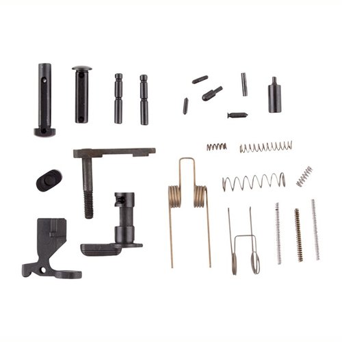 Zestaw AR-15 Lower Parts Kit od ZRO DELTA zawiera wszystkie podstawowe elementy LPK, z wyjątkiem Trigger Guard, Grip i Fire Control Assemblies, pokryty fosforanem.