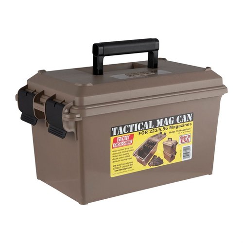 Tactical Mag Can AR15 pomieści 15 magazynków 223/5.56, wykonany z polimeru, z pianką ochronną, zabezpieczony potrójnym zamkiem, łatwy w transporcie.