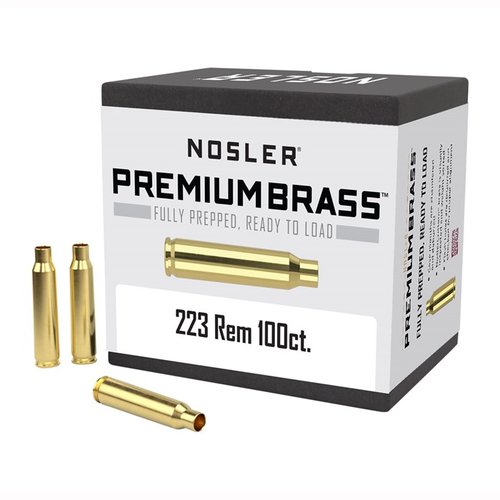 Nosler 223 REMINGTON PREMIUM BRASS to w pełni przygotowane, ręcznie sprawdzone i sortowane na wagę łuski, zapewniające maksymalną precyzję i niezawodność.
