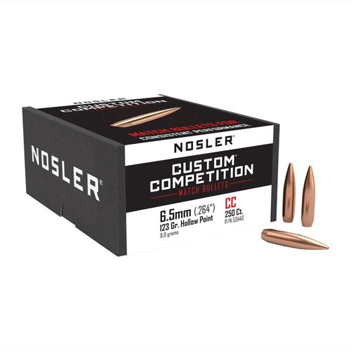 Nosler CUSTOM COMPETITION 6.5MM HPBT to niezwykle precyzyjne pociski, które łączą doskonałą aerodynamikę, stabilność i jakość wykonania dla maksymalnej dokładności.