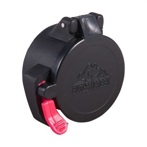 Pokrowce na soczewki FLIP OPEN od Butler Creek chronią przed kurzem i wilgocią, a ich otwieranie jednym palcem ułatwia szybki dostęp do optyki.