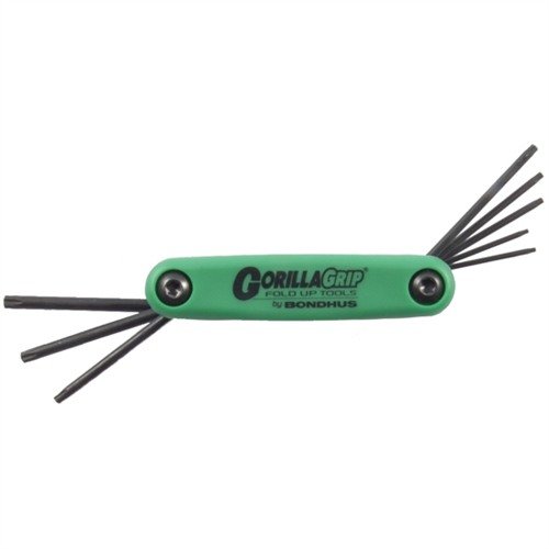 Zestaw kluczy GORILLA GRIP® Fold-Up zapewnia trwałość, kompaktowy design oraz ergonomiczną rączkę, idealny do konserwacji broni i łatwego transportu.