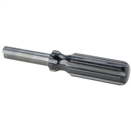 Długi stalowy rurka MOON CLIP STRIPPER z wygodnym uchwytem ułatwia usuwanie i przechowywanie pustych łusek z moon clip, obsługując różne kalibry.