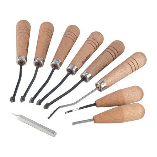 Zestaw PREMIER CHECKERING SET 22 LPI od GUNLINE zawiera wszystko, co potrzebne do checkeringu, w tym instrukcje i wzory, zapewniając gładkie cięcie i długotrwałość.