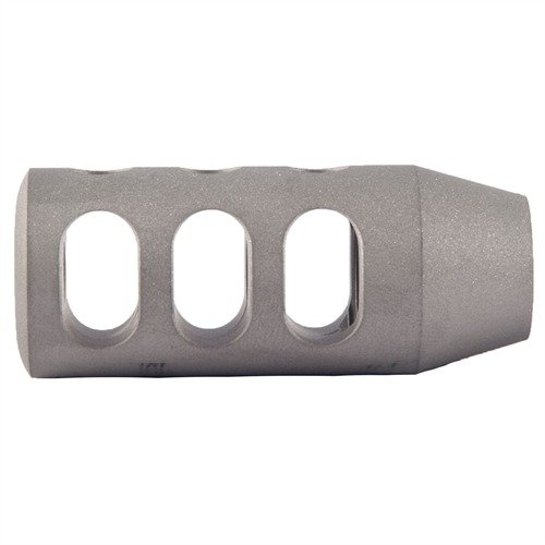 Trzy komory rozszerzające redukują odczuwalny odrzut o 45%, a zamknięty spód chroni przed brudem. Łatwy w czyszczeniu i montażu na różnych średnicach luf.