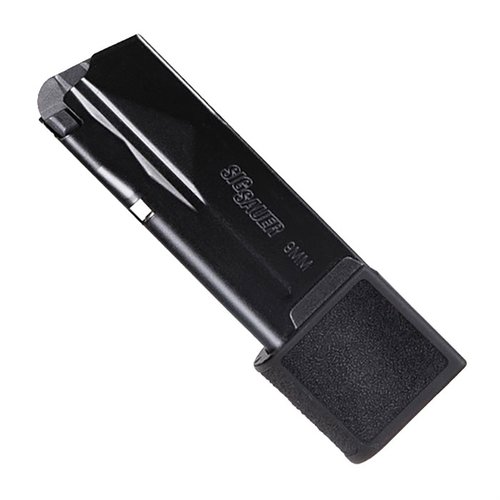 Magazynek SIG SAUER P365 9MM LUGER z przedłużeniem na palec, 15 nabojów, stalowy, idealny do mikro-kompaktowej broni. Niekompatybilny z P365X i P365 XL.