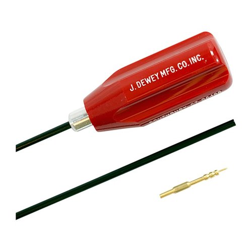 Rury czyszczące Dewey 20 cal i 22 RF to wytrzymałe, polerowane stalowe akcesoria, idealne do strzelania sportowego, z dołączonymi adapterami do szczotek.