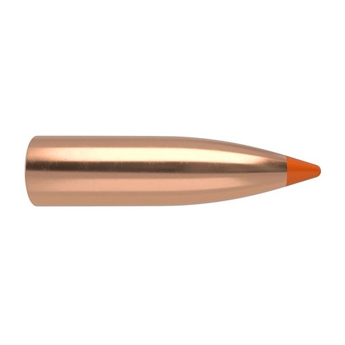 Nosler E-Tip™ to bezzłowe pociski o wyjątkowej sile rażenia i penetracji, z natychmiastową ekspansją i 95% zachowaniem masy, idealne do dalekiego strzału.