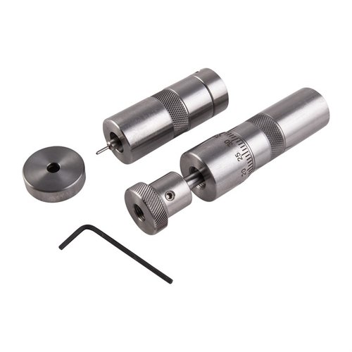 Zestaw L.E. Wilson Bushing Neck Die Kit umożliwia precyzyjne dopasowanie głębokości osadzenia pocisku oraz kontrolę napięcia neck na naboju dzięki wymiennym bushings.