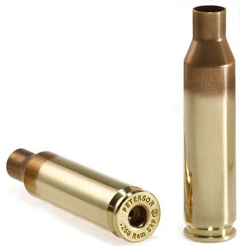 .260 Remington Brass od Peterson Cartridge to precyzyjne, nowoczesne łuski, dostępne z dużym lub małym gniazdem zapalnika, zapewniające lepszą ignicję i wyższe prędkości.