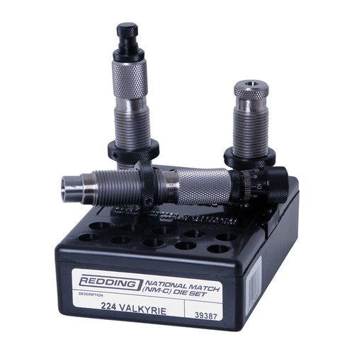 Zestaw die Redding National Match to idealne rozwiązanie dla strzelców sportowych i wojskowych, zawiera Full Length Sizing Die, Taper Crimp Die i Competition Bullet Seater.