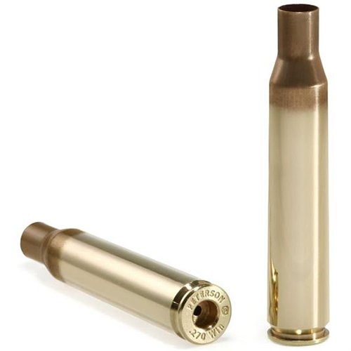 .270 Winchester Brass od Peterson Cartridge to precyzyjne i spójne łuski, pakowane po 50 sztuk w wytrzymałym pudełku, poddawane obróbce cieplnej i czyszczeniu.