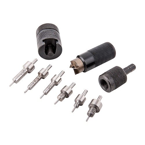 Zestaw E-ZEE TRIMMER od Lyman umożliwia precyzyjne przycinanie łusek ręcznie lub z użyciem zasilania, obsługując popularne kalibry pistoletowe.