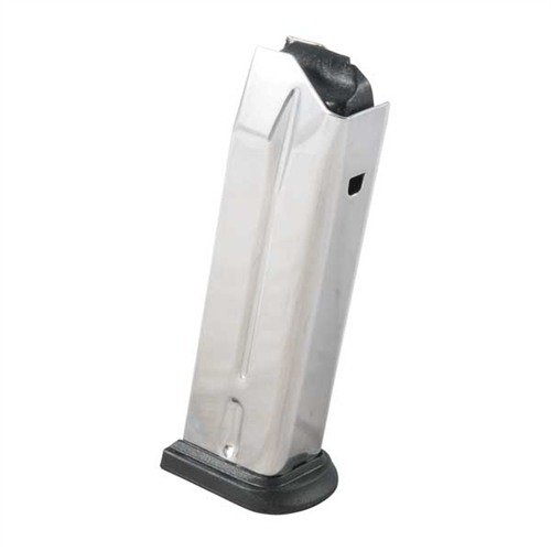 Magazynek XD 40S&W o pojemności 12 nabojów, wykonany ze stali nierdzewnej, zapewnia niezawodne ładowanie i szybkie przeładowanie dzięki polerowanej powierzchni.