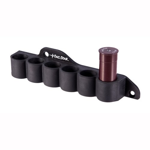 Slimline Sidesaddle Shellholder od TACSTAR zwiększa pojemność Mossberg 500, 590, Maverick 88 o 6 dodatkowych nabojów, wykonany z anodowanego aluminium i polimeru.