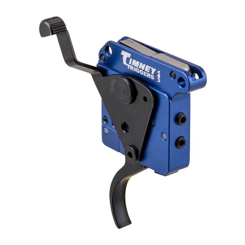 Zestawienie lekkiej, samodzielnej, dwustopniowej spustu TIMNEY do Remington 700, z regulowanym oporem, niezawodnymi elementami i podwójnym blokowaniem.