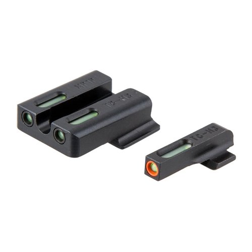 Zestaw TFX Pro Night Sights oferuje niezawodne oświetlenie dzięki Tritium i włóknom optycznym, hermetycznie zamknięty w kapsule TFX, odporny na chemikalia.
