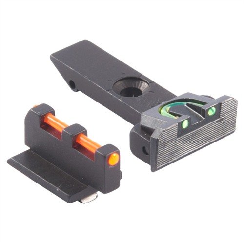Zestaw celowników RUGER® REVOLVER FIRE SIGHT zapewnia doskonałą widoczność dzięki włóknom optycznym, z czerwonym i zielonym wstawieniem dla lepszej precyzji.