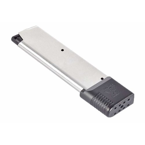 Magazynek Wilson Combat 47 Series 10-rd do 1911, wykonany ze stali nierdzewnej, z przedłużoną bazą, samosmarującym się prowadnikiem Nylon ETM oraz wysokiej jakości sprężynami.