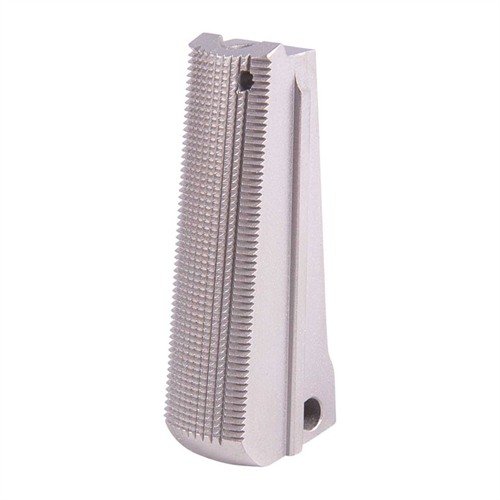 Mainspring housing 1911 V-GRIP od WILSON COMBAT zapewnia pewny chwyt dzięki pełnemu frezowaniu i wykończeniu, utrzymując rękę w odpowiedniej pozycji.