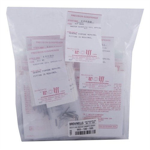 Zestaw MASTER COIL SPRING KIT - KIT #345 firmy WOLFF zawiera 550 wysokiej jakości sprężyn w 5 zestawach, idealny dla każdego warsztatu broni.
