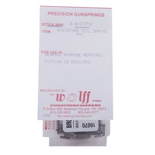 Zestaw MINIATURE COIL SPRING PAK #1607 zawiera 50 miniaturowych sprężyn do broni, o średnicach od 1⁄16